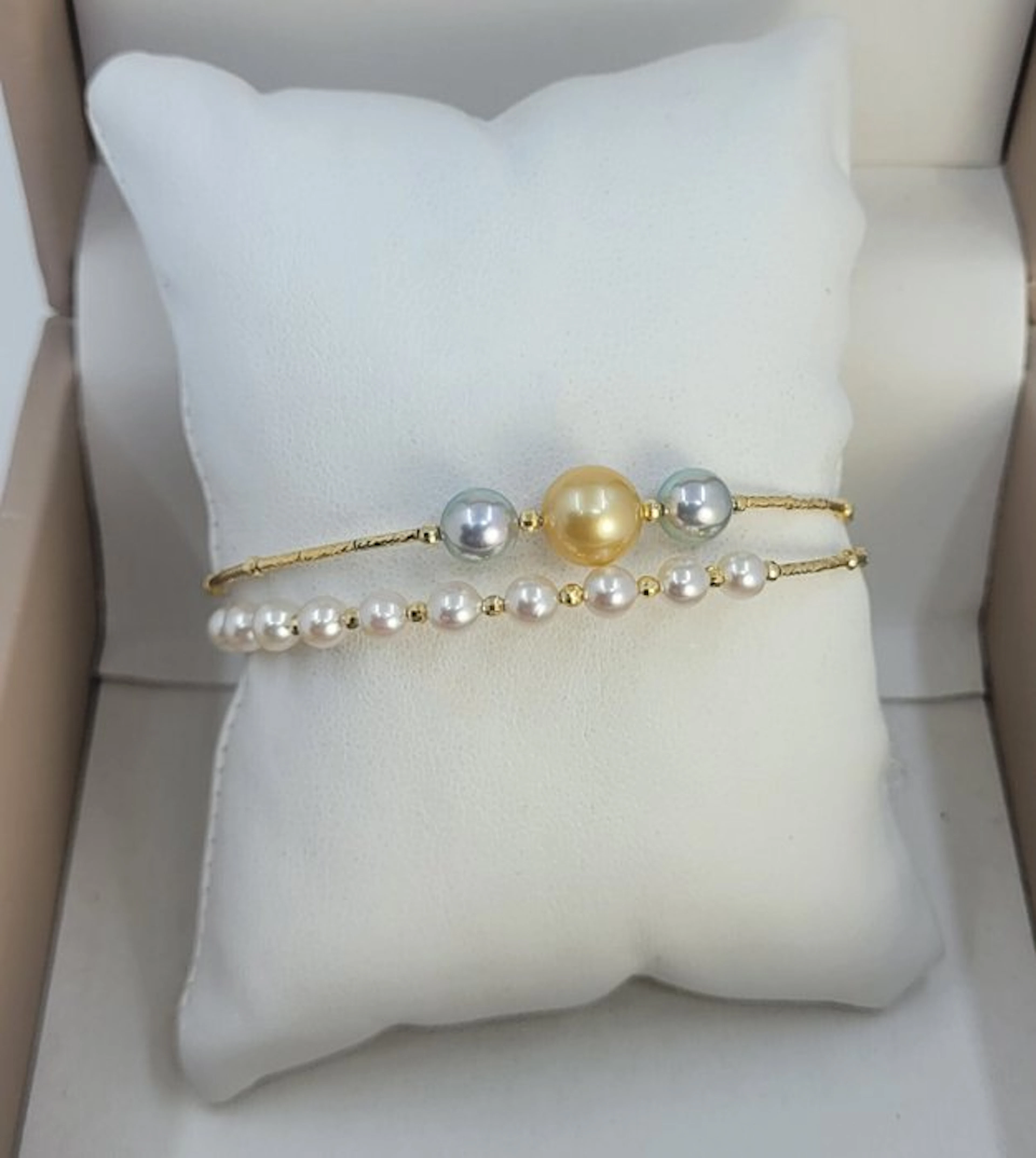 Bracelet - 18 kt. Yellow gold - 4x8.5mm Akoya Pearls