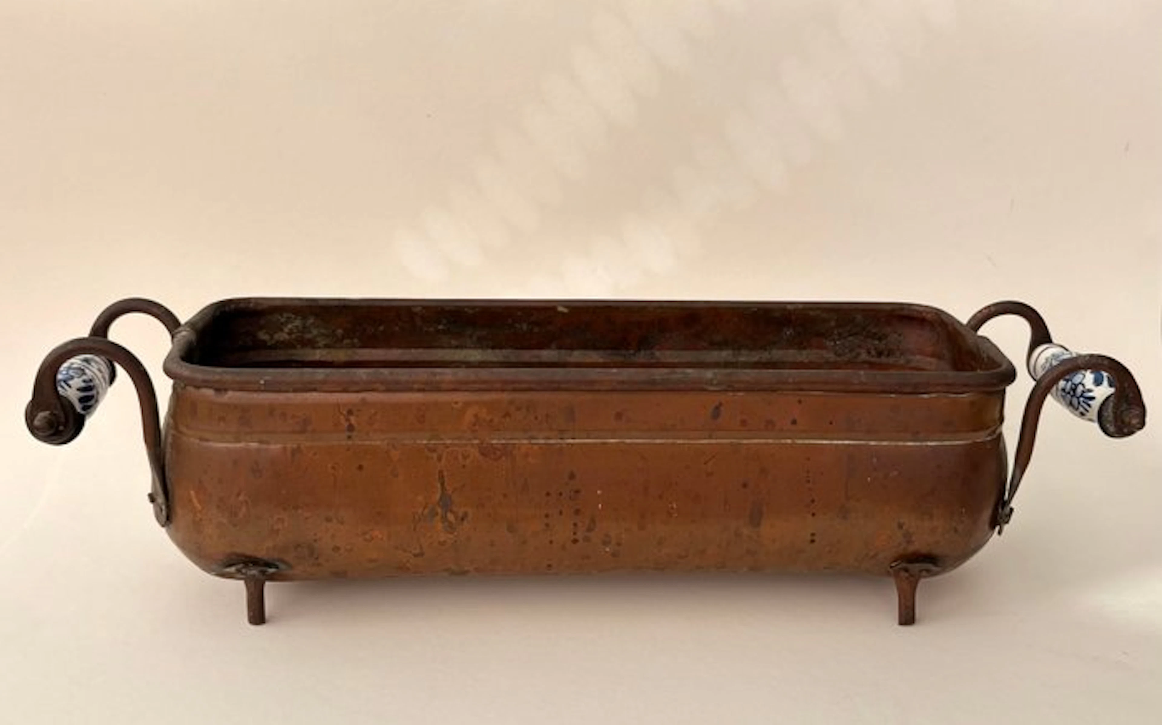 Jardinière - copper and ceramics - Antique jardinière