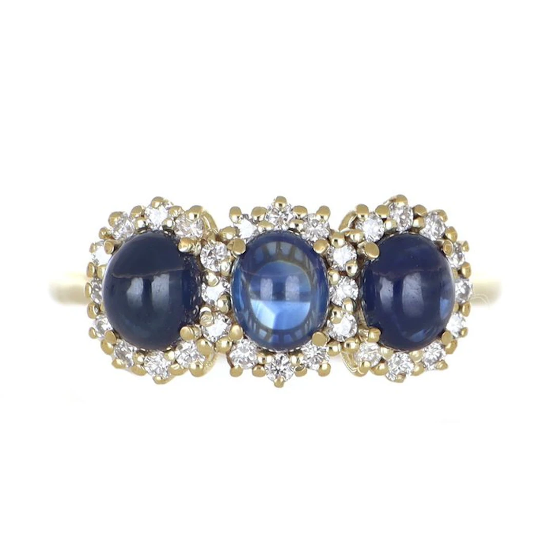 No reserve price - Ring - 18 kt. Yellow gold Sapphire - Diamond