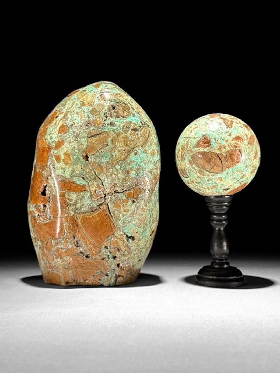 NO RESERVE PRICE - Wonderful Pair of Green Smithsonite Freeform &