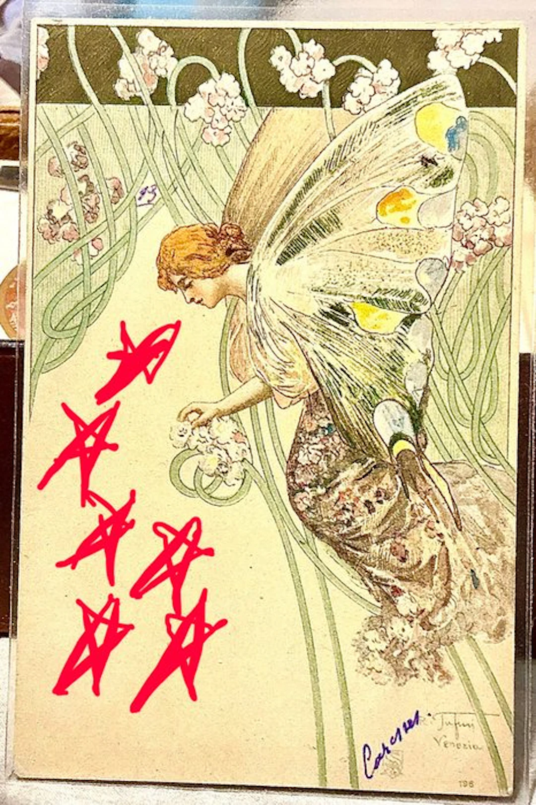 Butterfly Woman — Raffaele Tafuri (very rare) - Postcard - 1920-1930