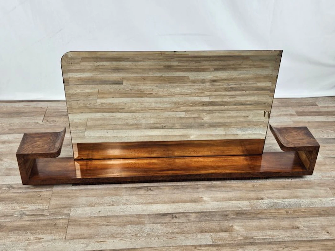 Mirror- Art Deco walnut vanity mirror, 1930s - Wood, Glass