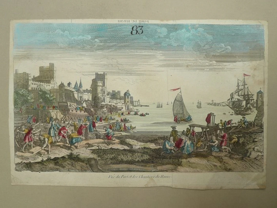 France - Le Havre; Chereau - Vue du Port et des Chantiers du Havre. - 1751-1760