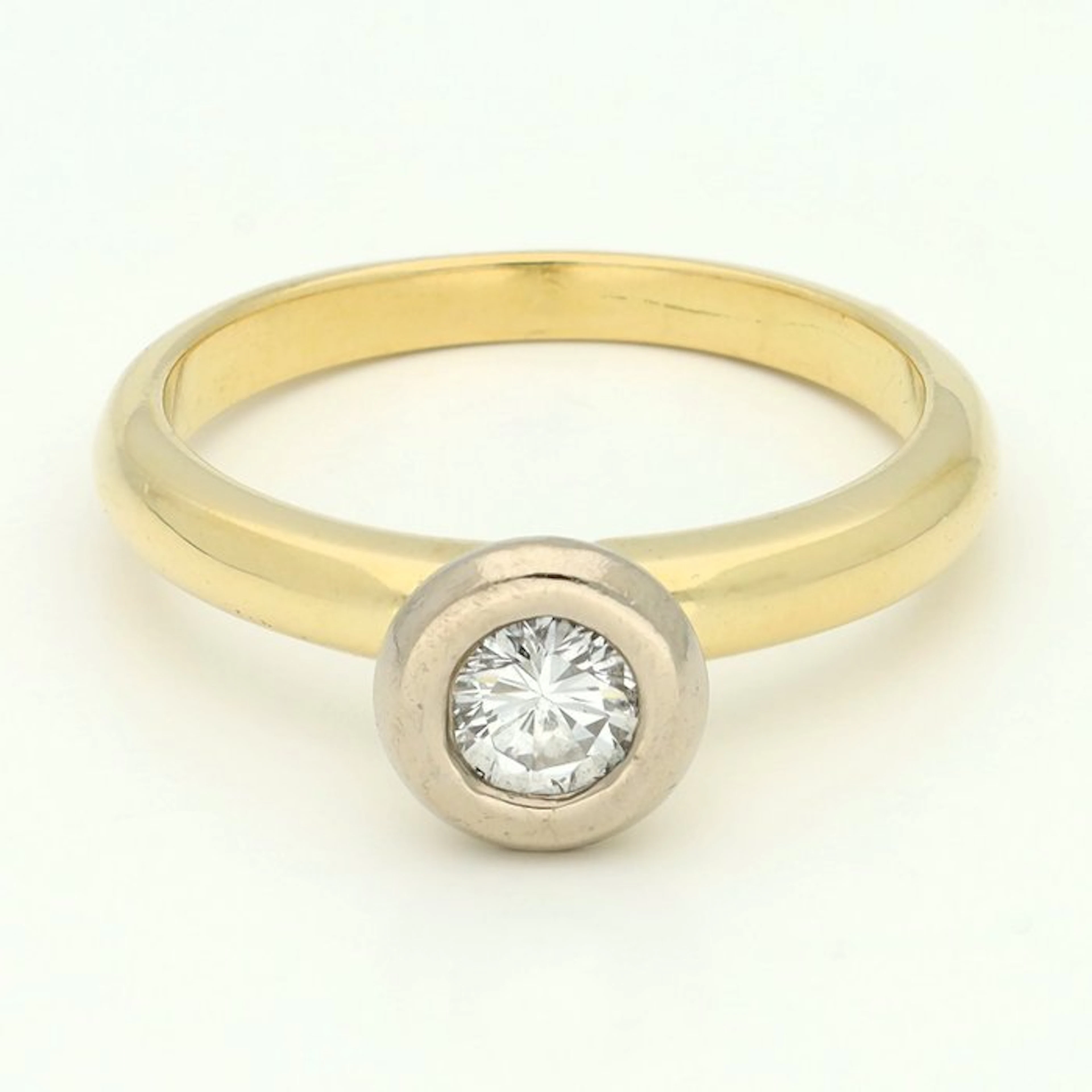 Ring - 18 kt. Yellow gold, White gold Diamond (Natural) - Solitair