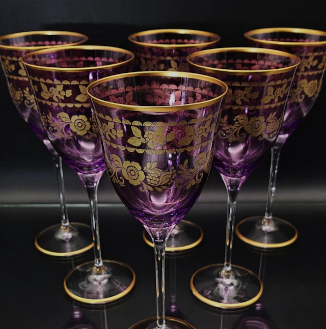 Artemisia - Drinking set (6) - Crystal, Gold zecchino