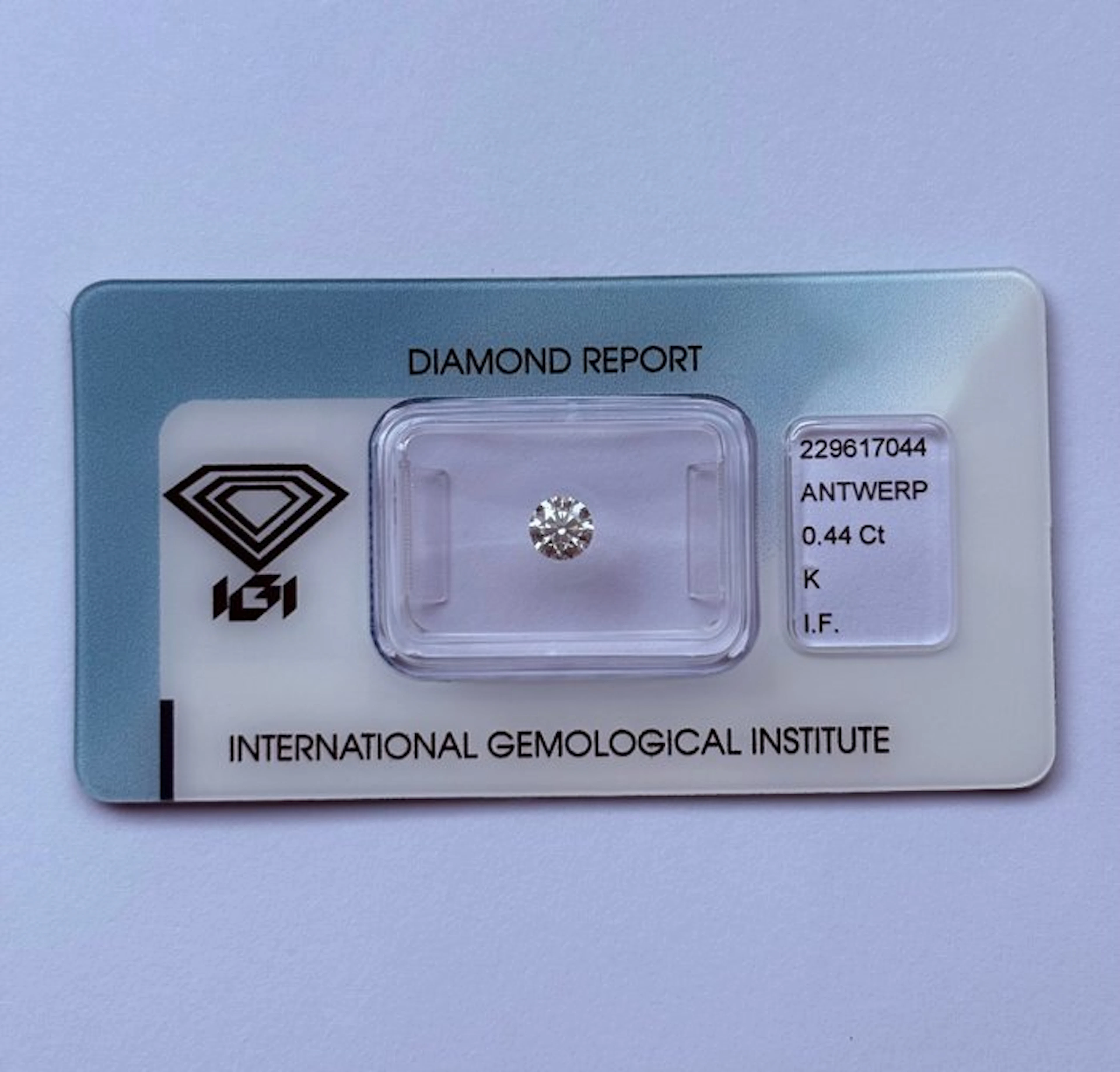 1 pcs Diamond (Natural) - 0.44 ct - Round - K - IF...
