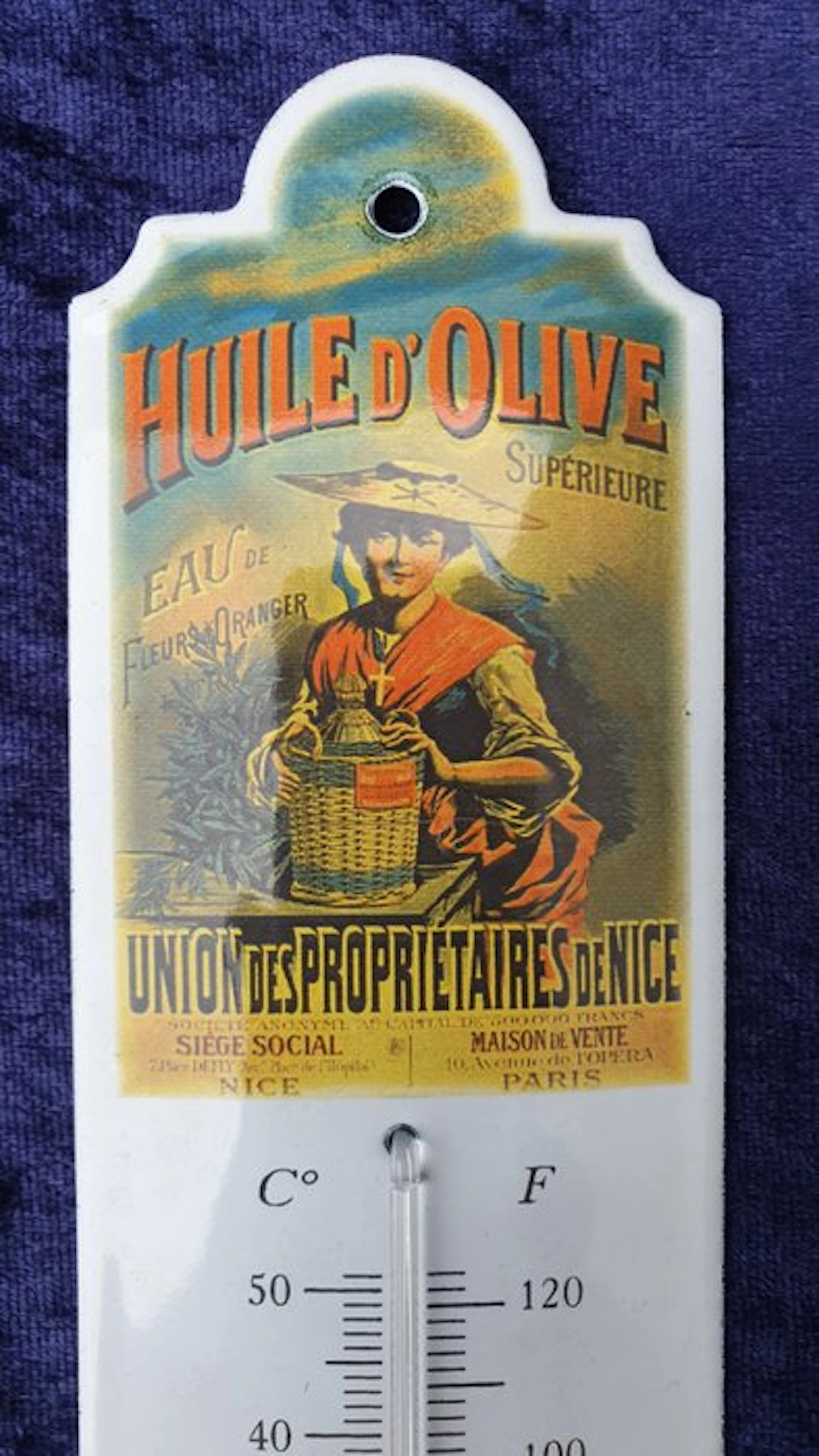 Enamel sign - Metal - Enamel Thermometer "Olive Oil" France