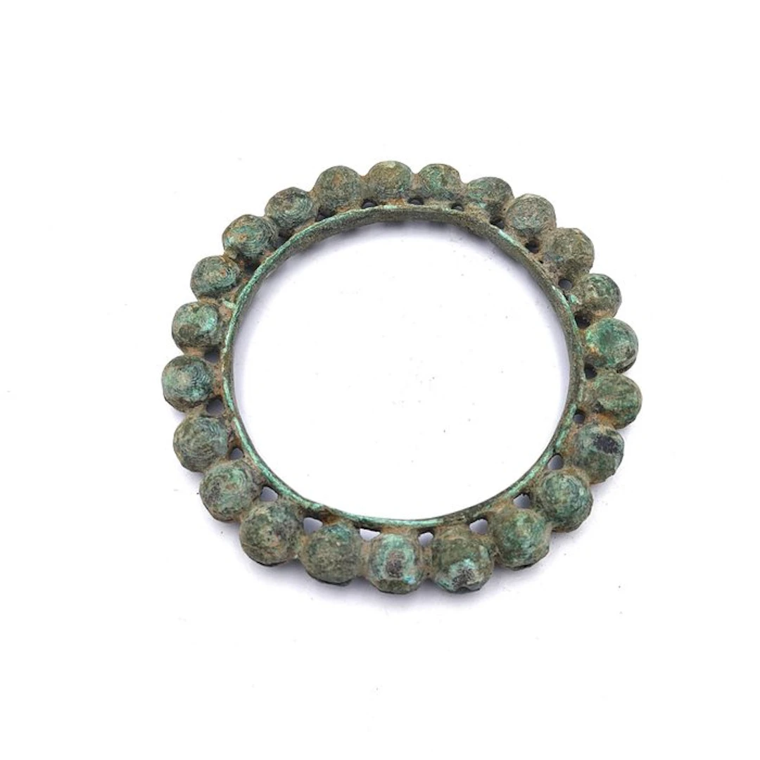 Dong Son Bronze Rare, Museum Quality Important Bangle w Bell Beads - 115 mm