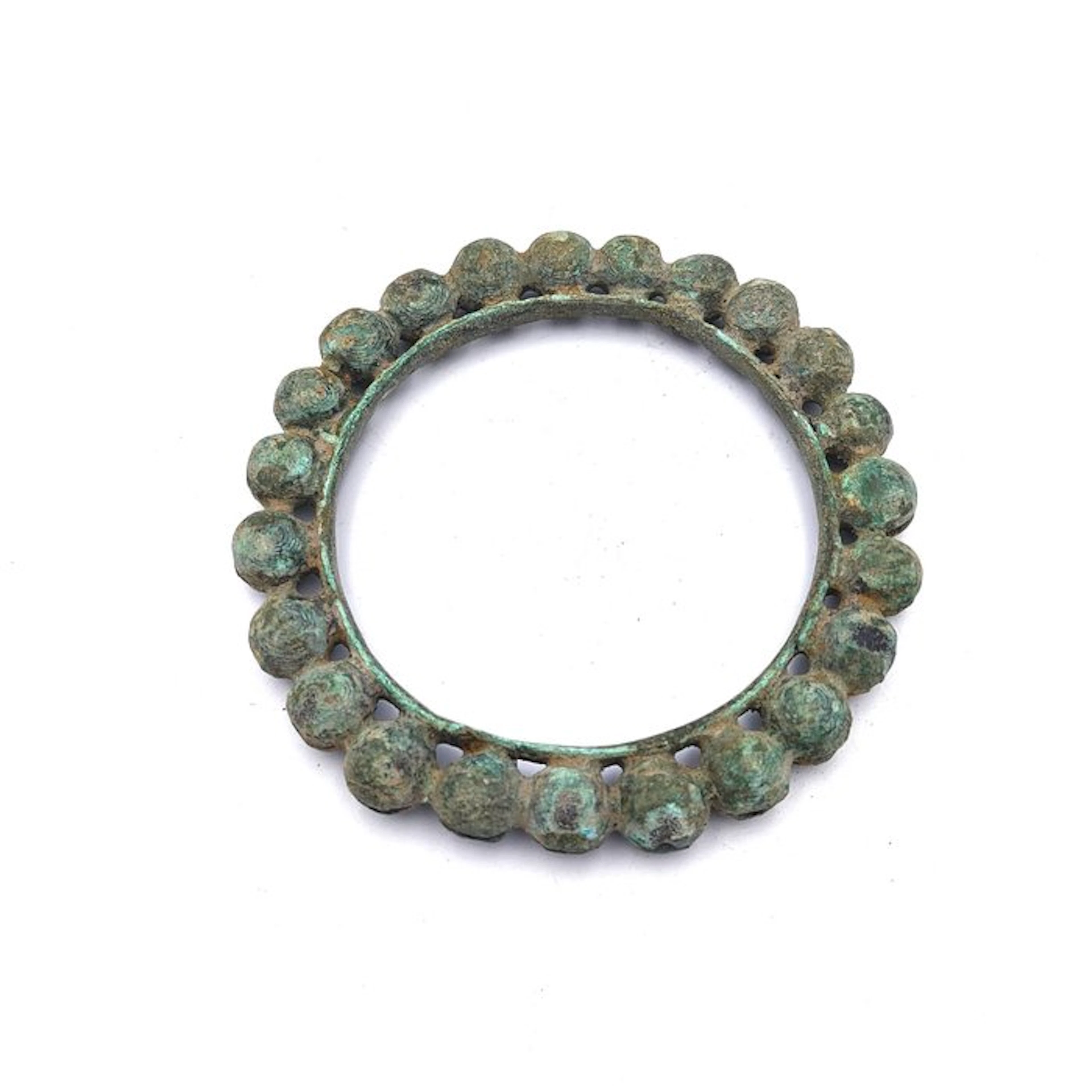 Dong Son Bronze Rare, Museum Quality Important Bangle w Bell Beads - 115 mm