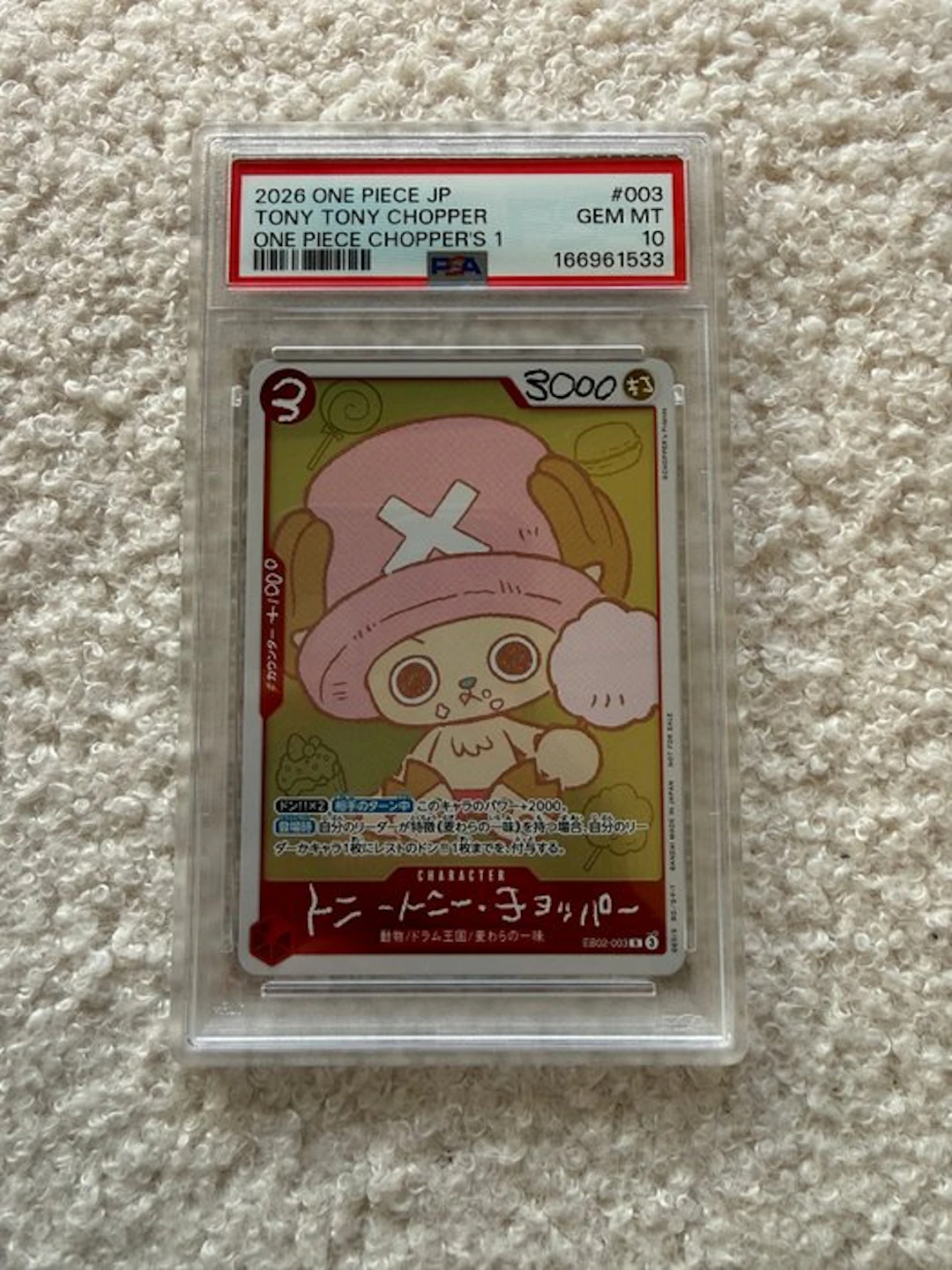 Bandai - 1 Graded card - One Piece - Tony Tony Chopper #003 - PSA 10