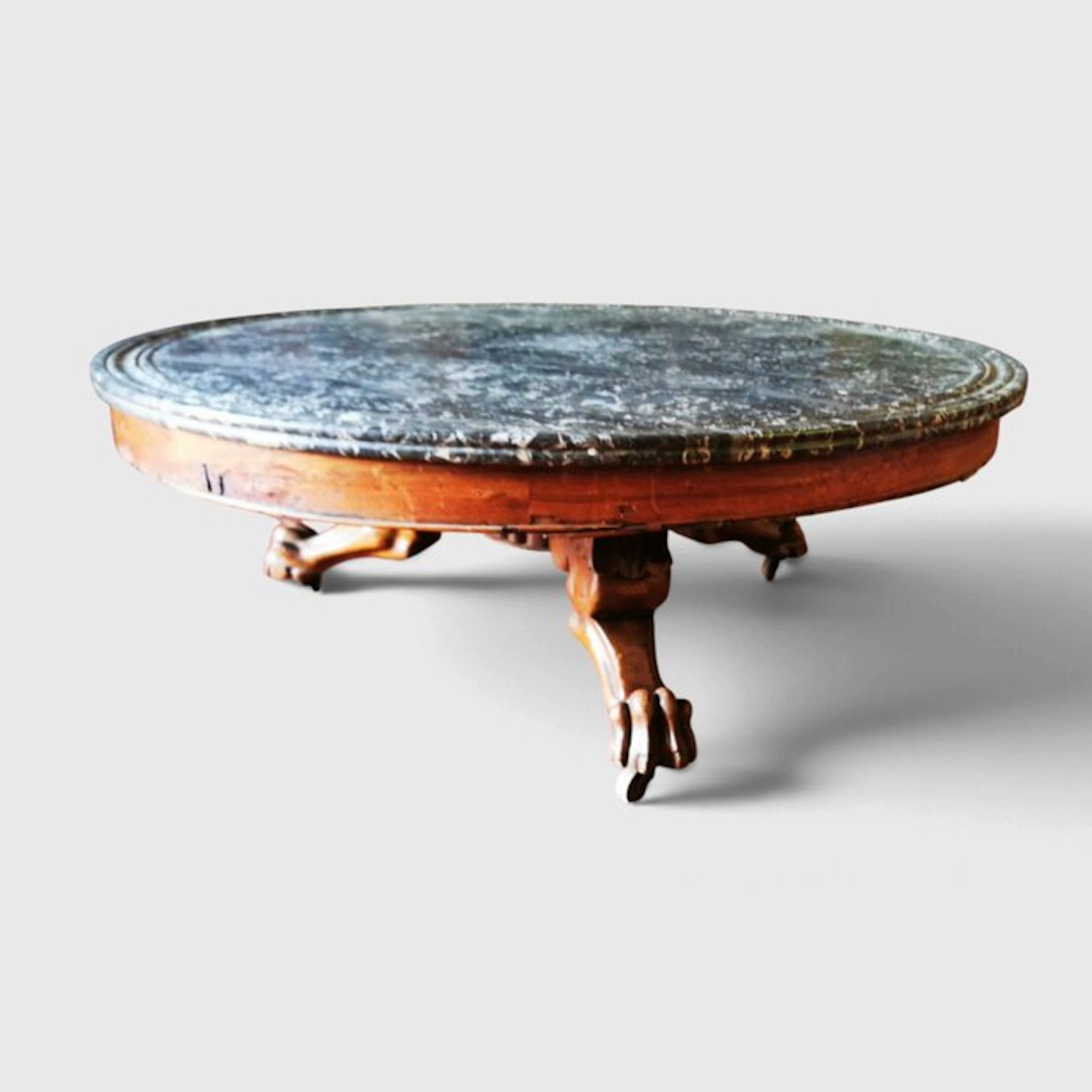 Coffee table - Marble, Wood, Mahogany - Coffee table, formerly a guéridon