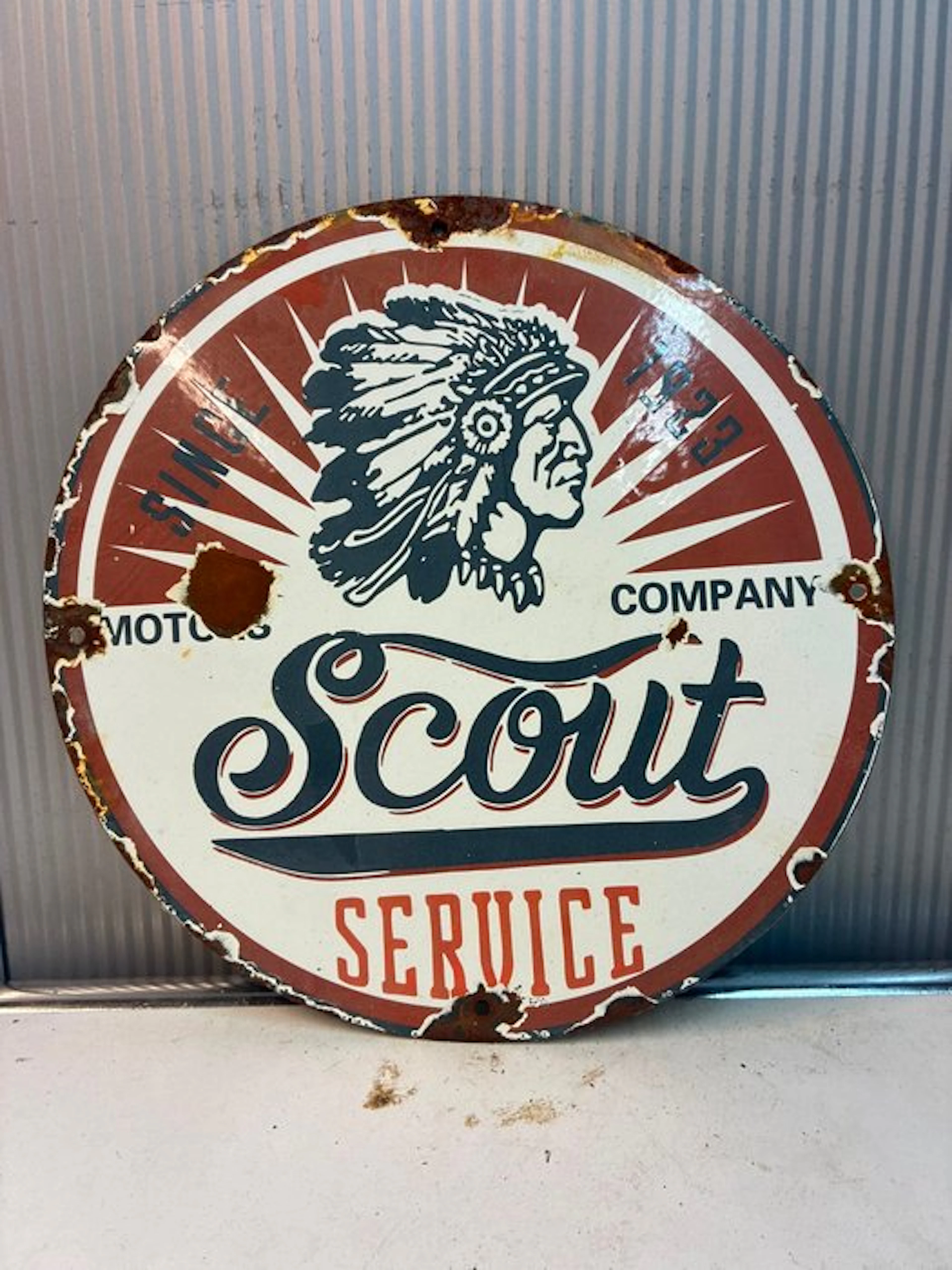 Indian Scout – Motor Oil Company – Rond emaille...