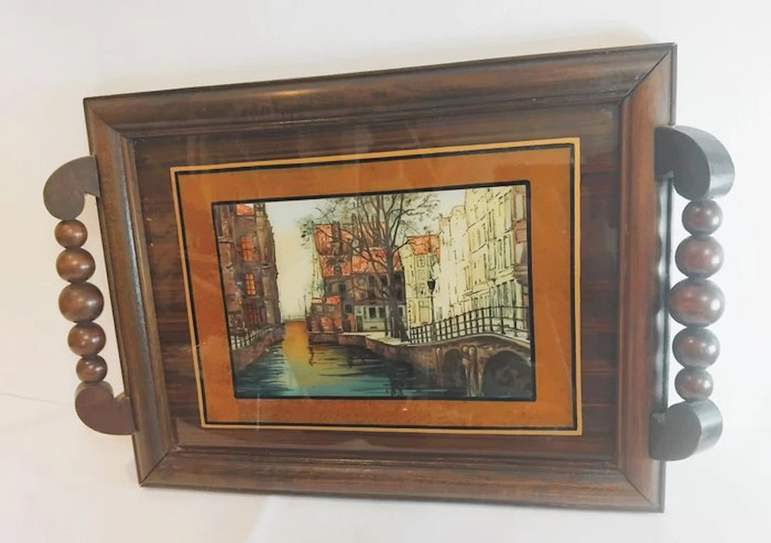 Decorative tray - Plateau de service vintage avec...