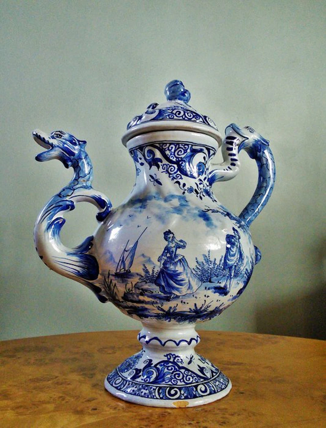Desvres - Teapot - Antique jug with sea creatures
