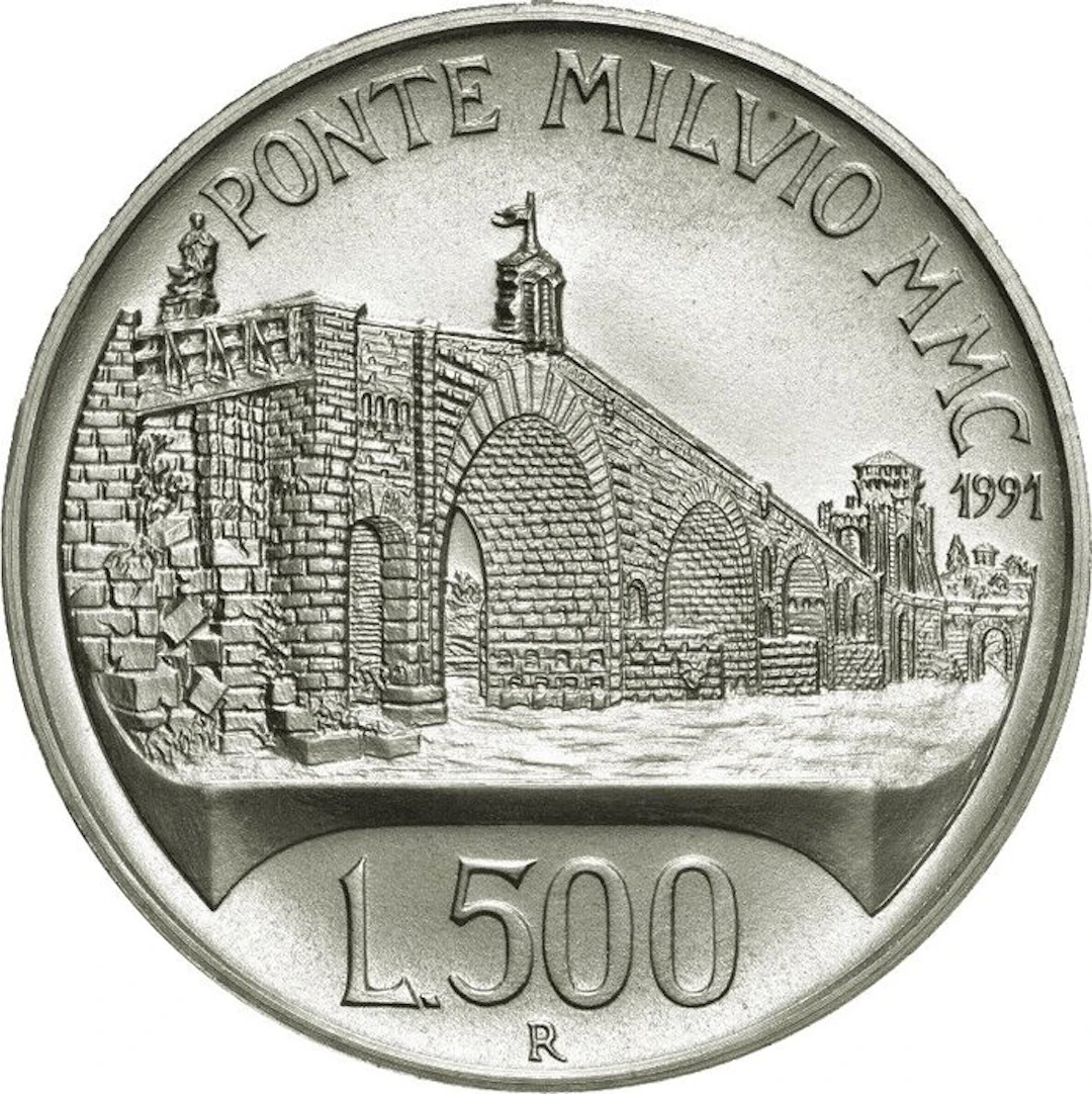 Italy. 500 Lire 1991 "Ponte Milvio" (No reserve price)