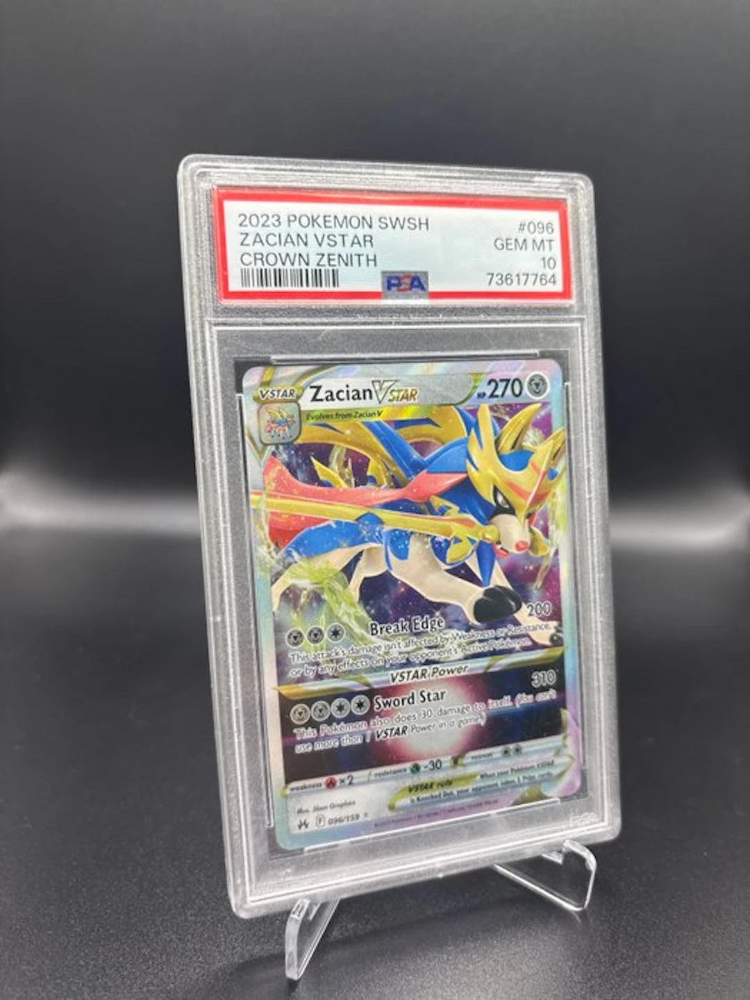Pokémon - 1 Graded card - Zacian VSTAR #096 Crown Zenith - PSA 10