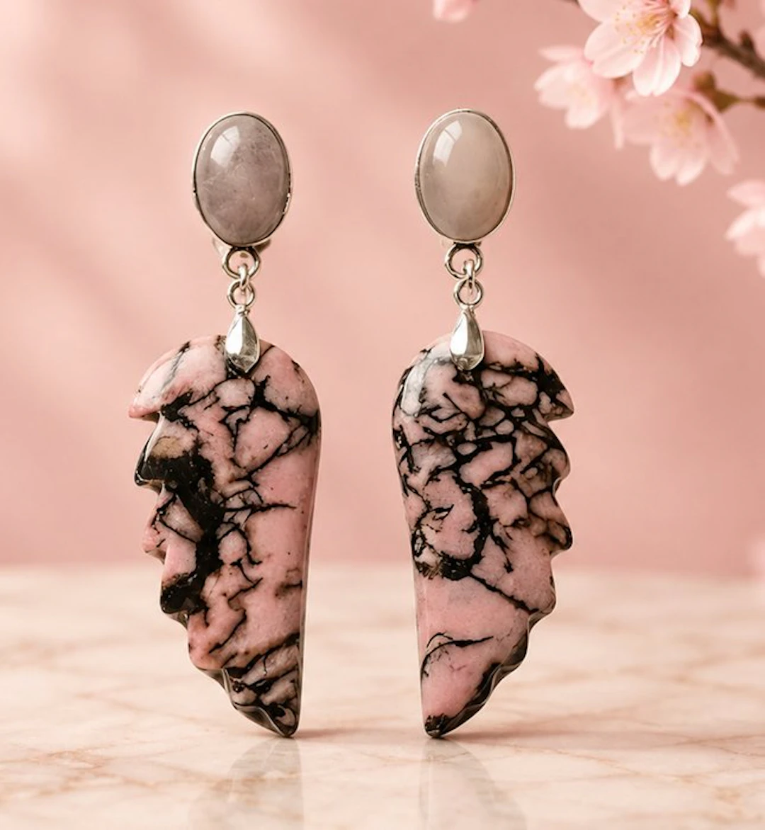 One-of-a-kind piece, Silver, natural jasper - Earrings