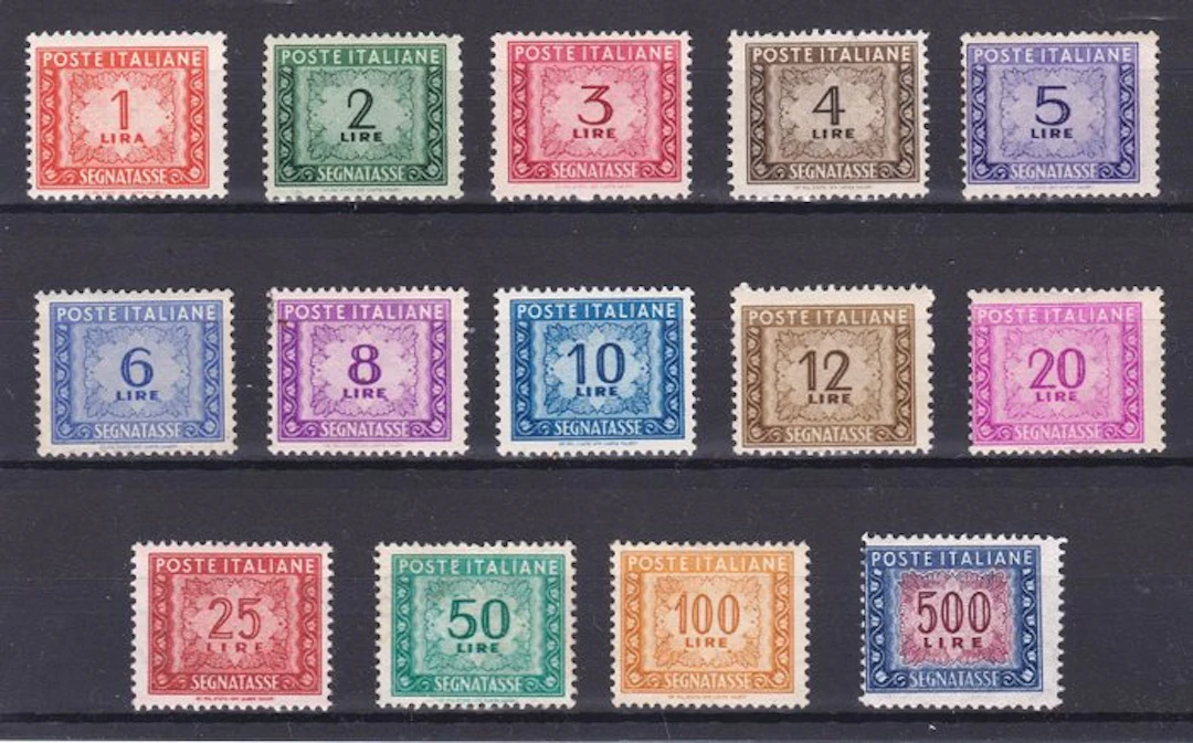 Italy 1947/1954 - "Segnatasse" Watermark Wheel complete...