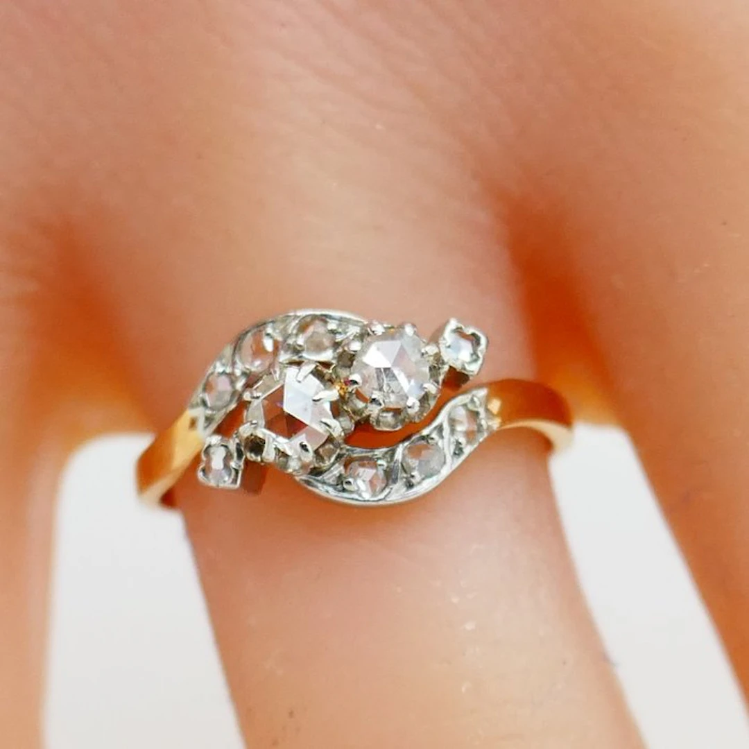 No reserve price - Ring - 18 kt. Rose gold, Platinum Diamond (Natural)