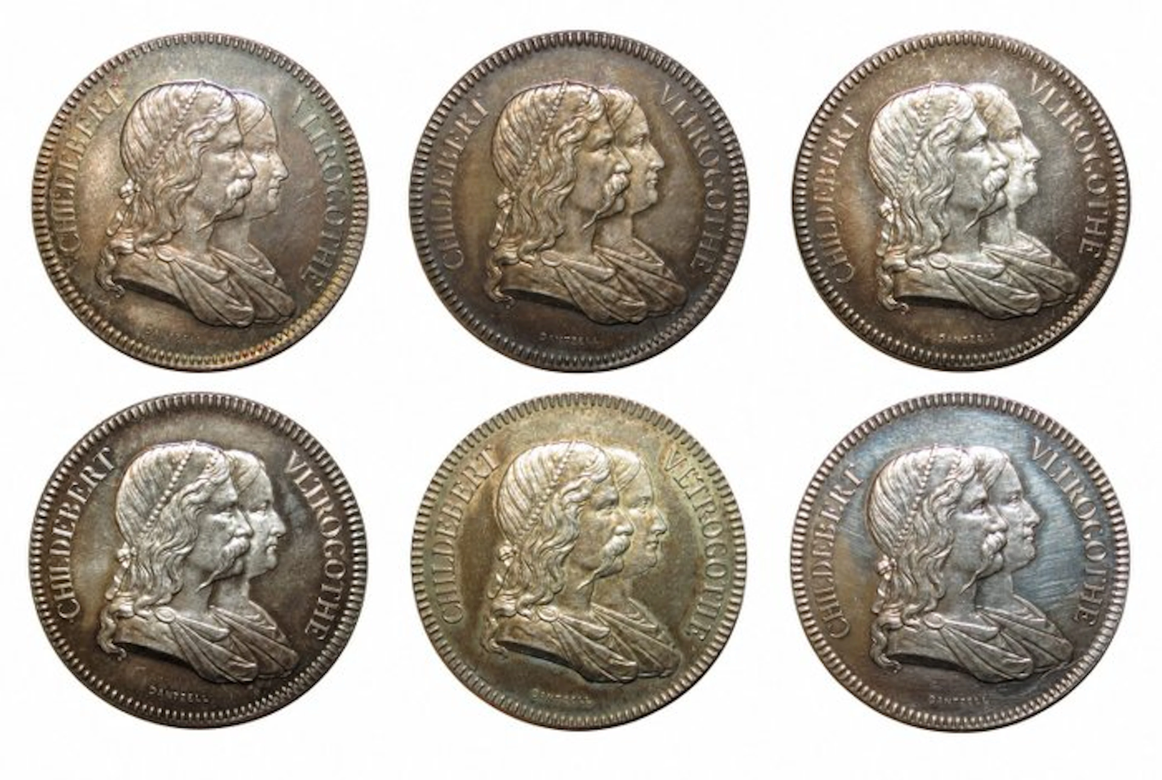 France. Lyon – Lot de 6 jetons en argent du XIXe siècle –...