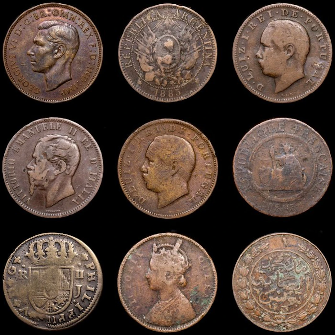World. George VI. 9 Monedas Siglo XIX y XX / 9 Monedas (No reserve price)
