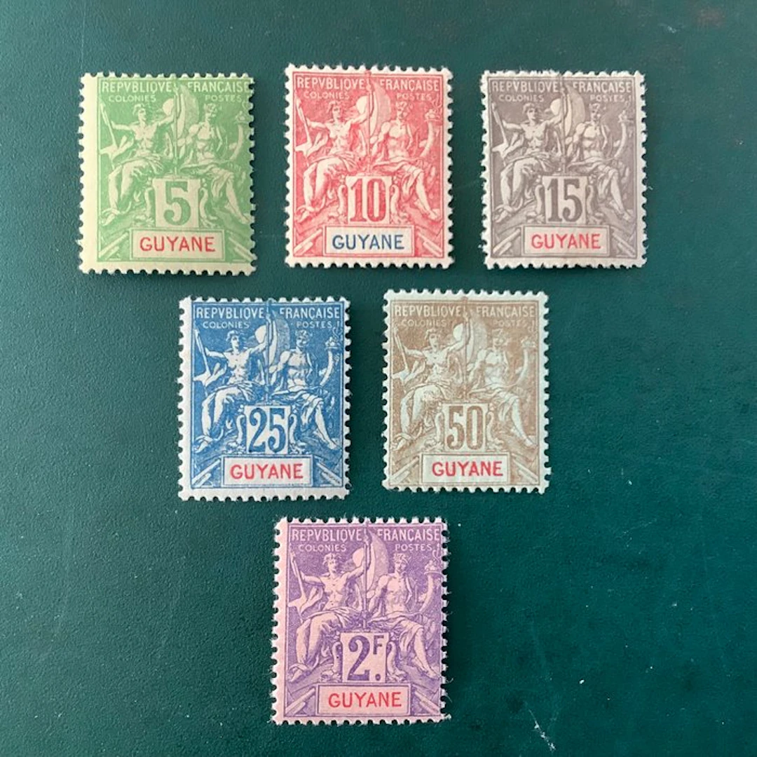 French Guiana 1900 - Allegory: additional values - MH/MNH - Yvert 43/48