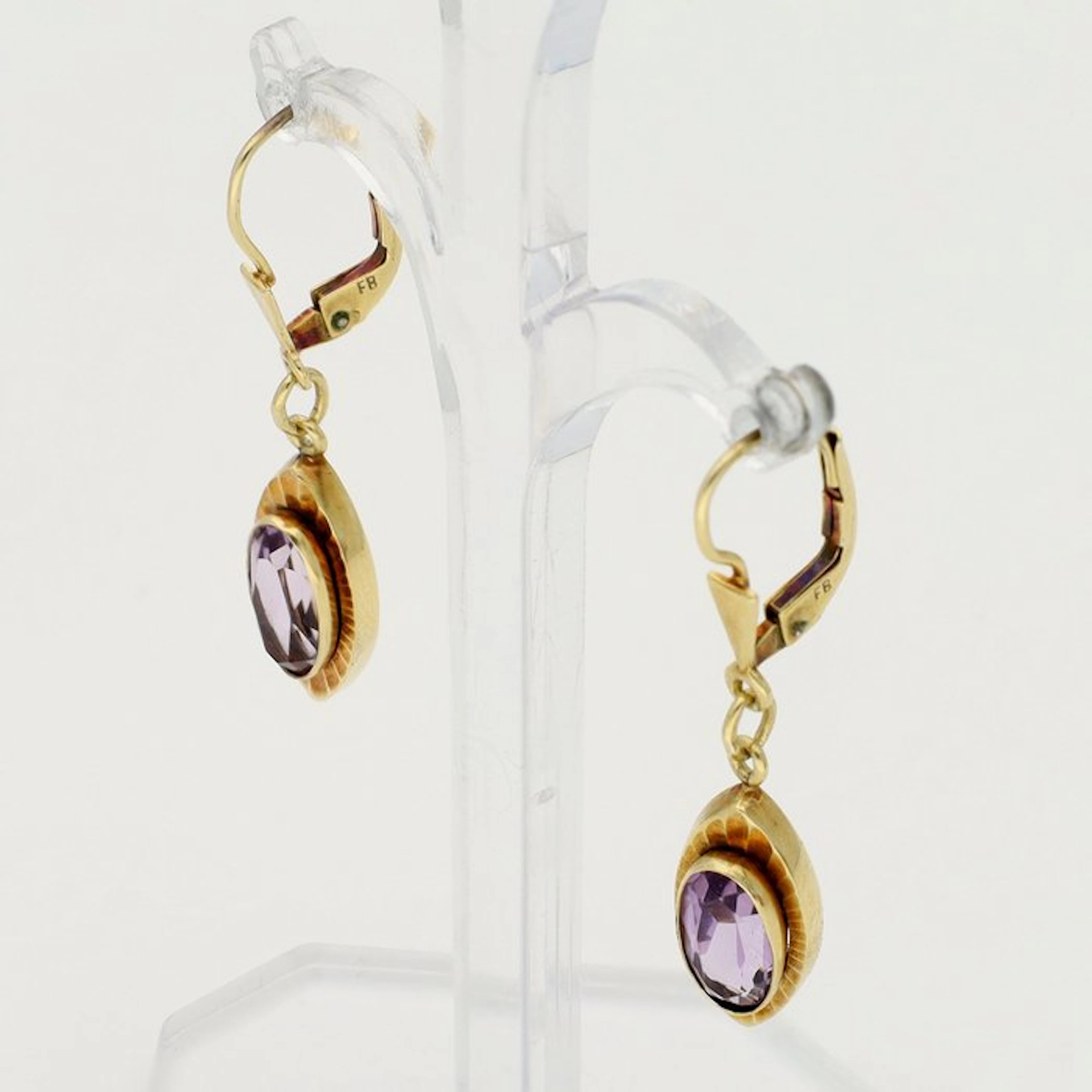Earrings - 14 kt. Yellow gold - Amethyst