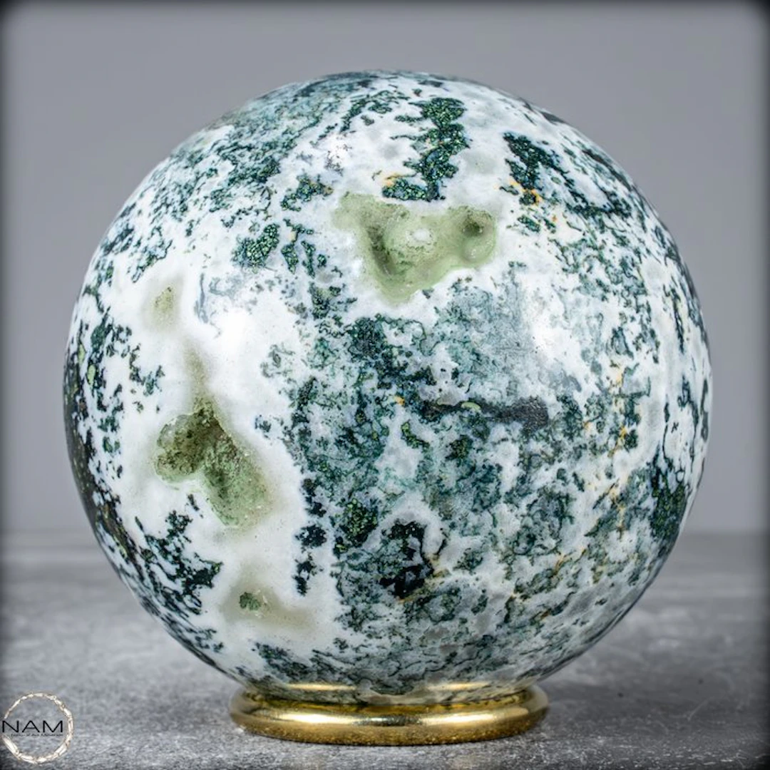 Top Quality Natural Very Artistic Moss Agate Sphere- 804.11 g