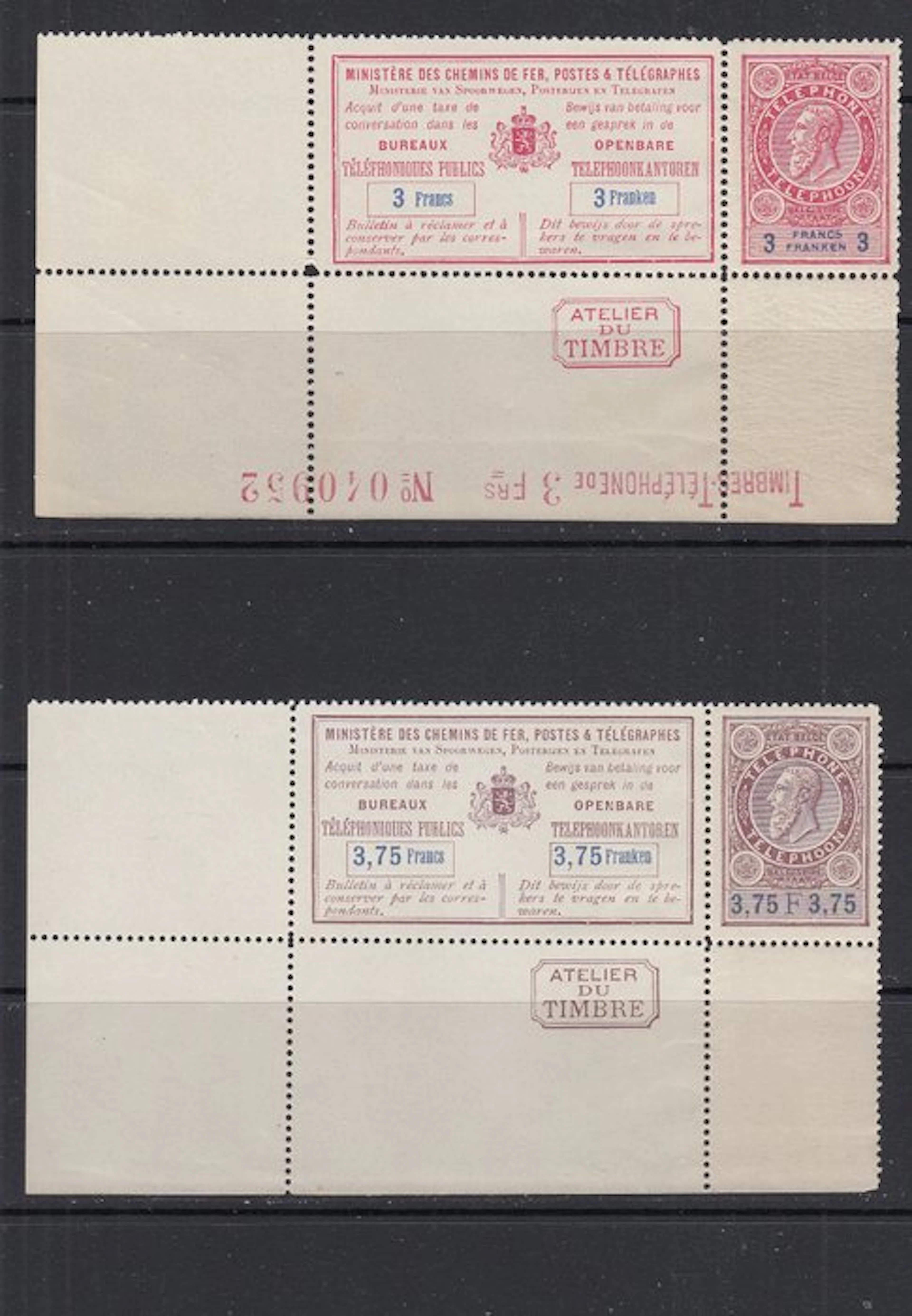 Belgium 1891 - Telephone: ALL in the page corner and 5...