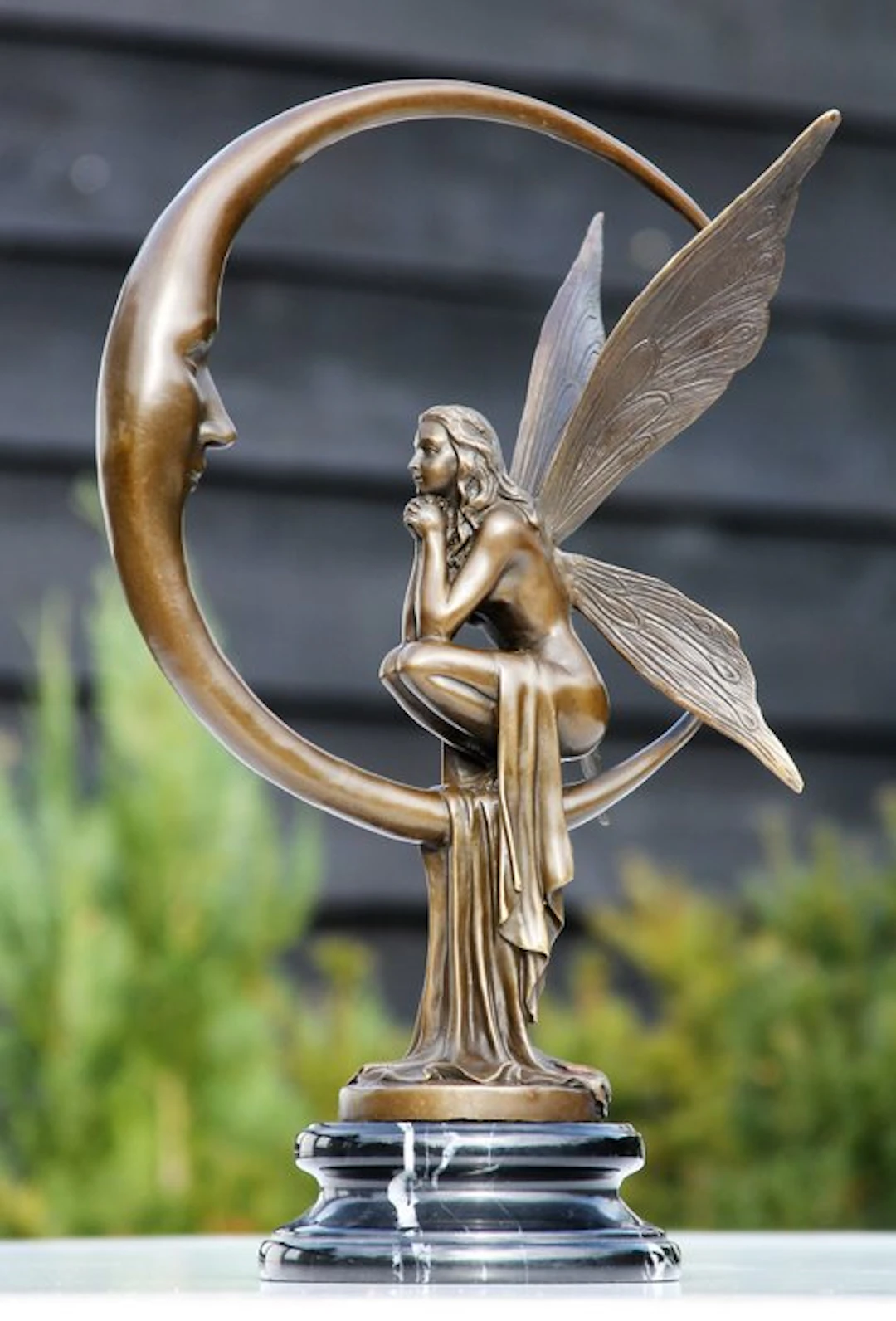 Statue, moon fairy - 40 cm - bronze marble