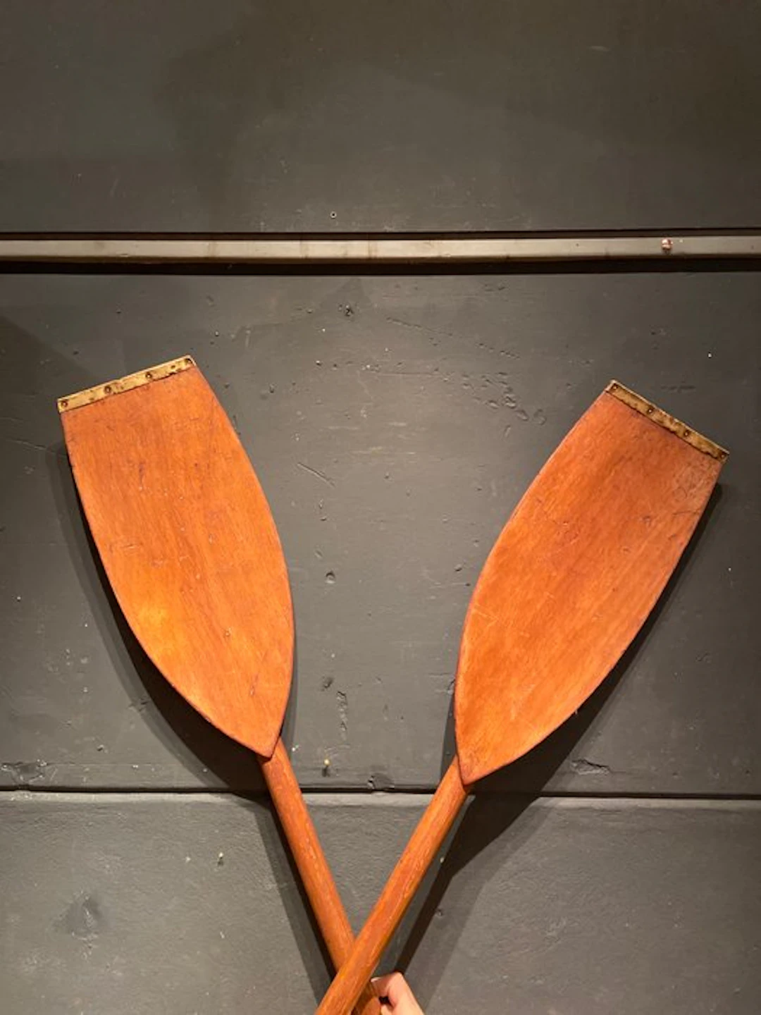 1930 - Rowing oars - wood - Canoe paddle - brass edged