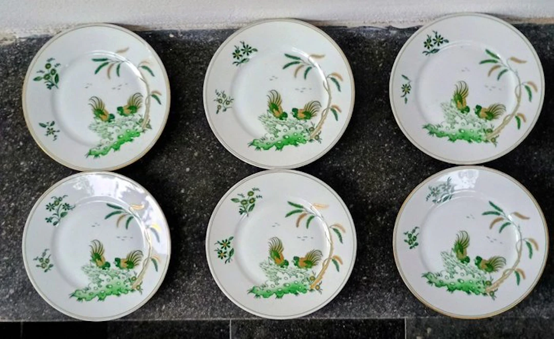 Richard Ginori - Dish (6) - serie gallo verde - Porcelain - Ginori