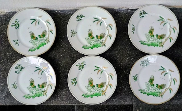 Richard Ginori - Dish (6) - serie gallo verde - Porcelain - Ginori