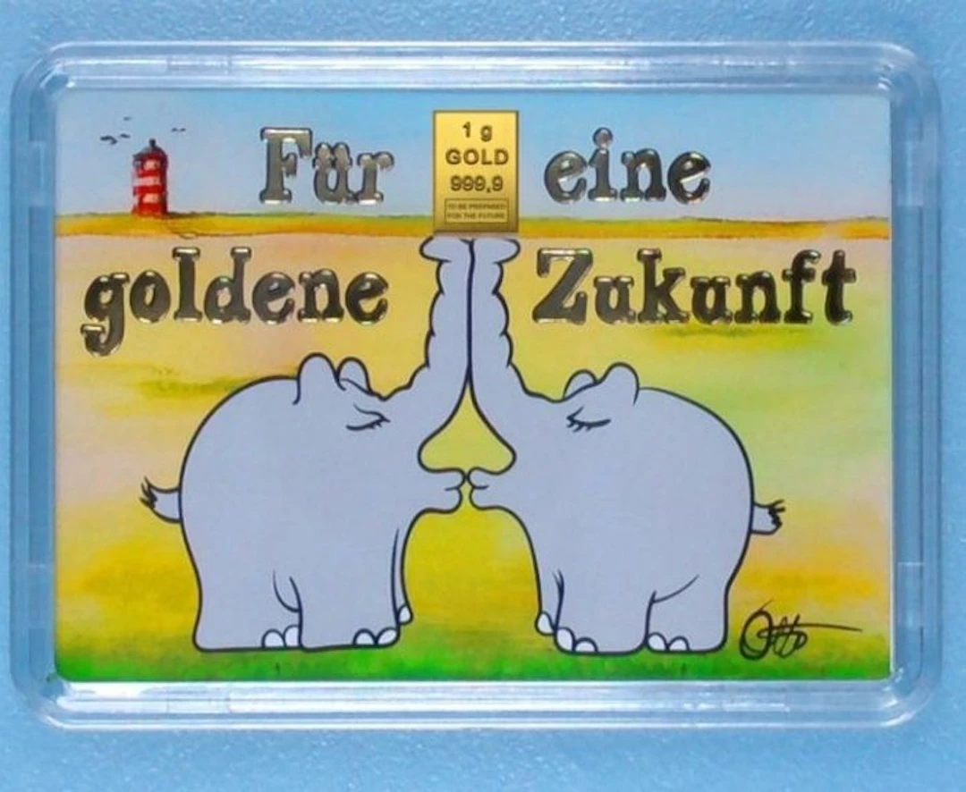 1 gram - Gold - - Küssende Ottifanten (No reserve price)