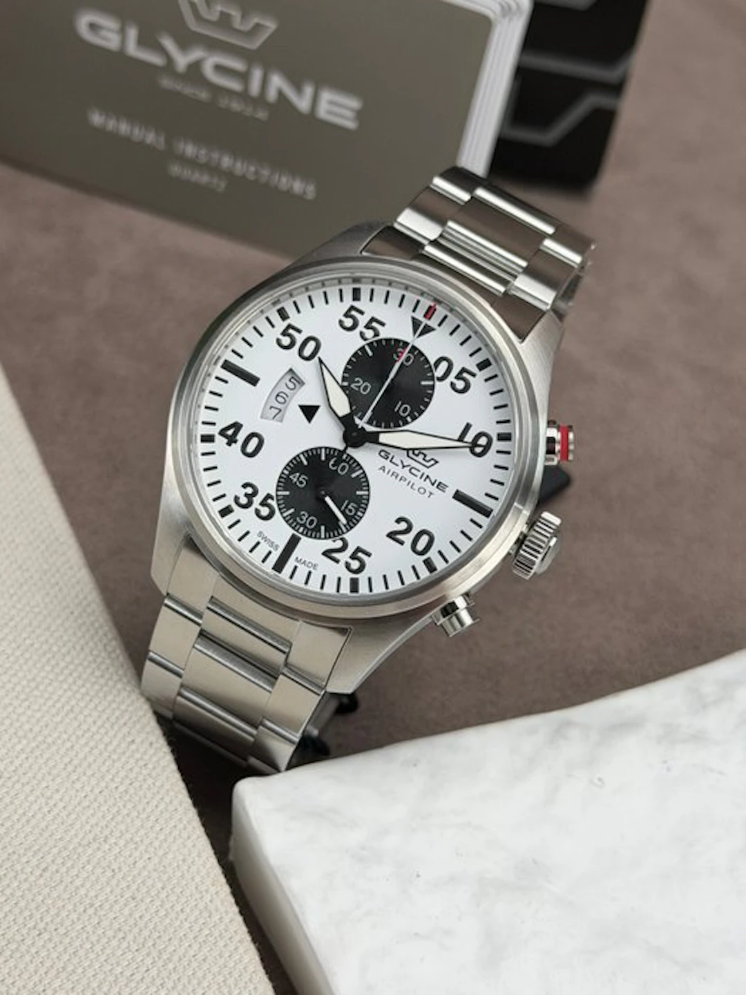 Glycine - Airpilot Chronograph Date/White/Black - GL0446 - Men - 2020-2025