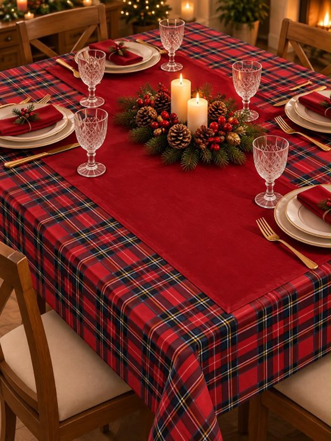 Tartan dinner set - Tablecloth (2) - 1.74 m - 1.4 m