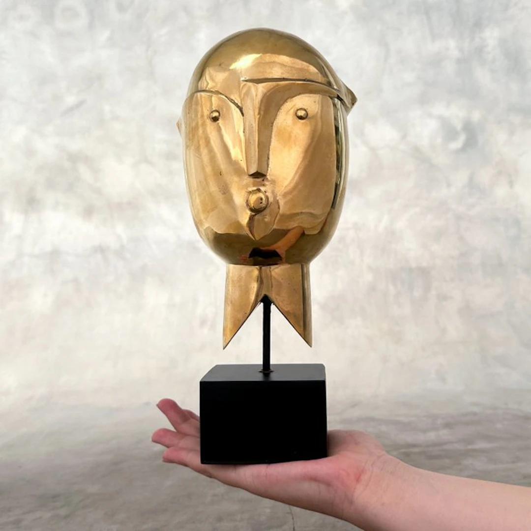 Sculpture, NO RESERVE PRICE - Kiss Face Sculpture - 28 cm - Bronze