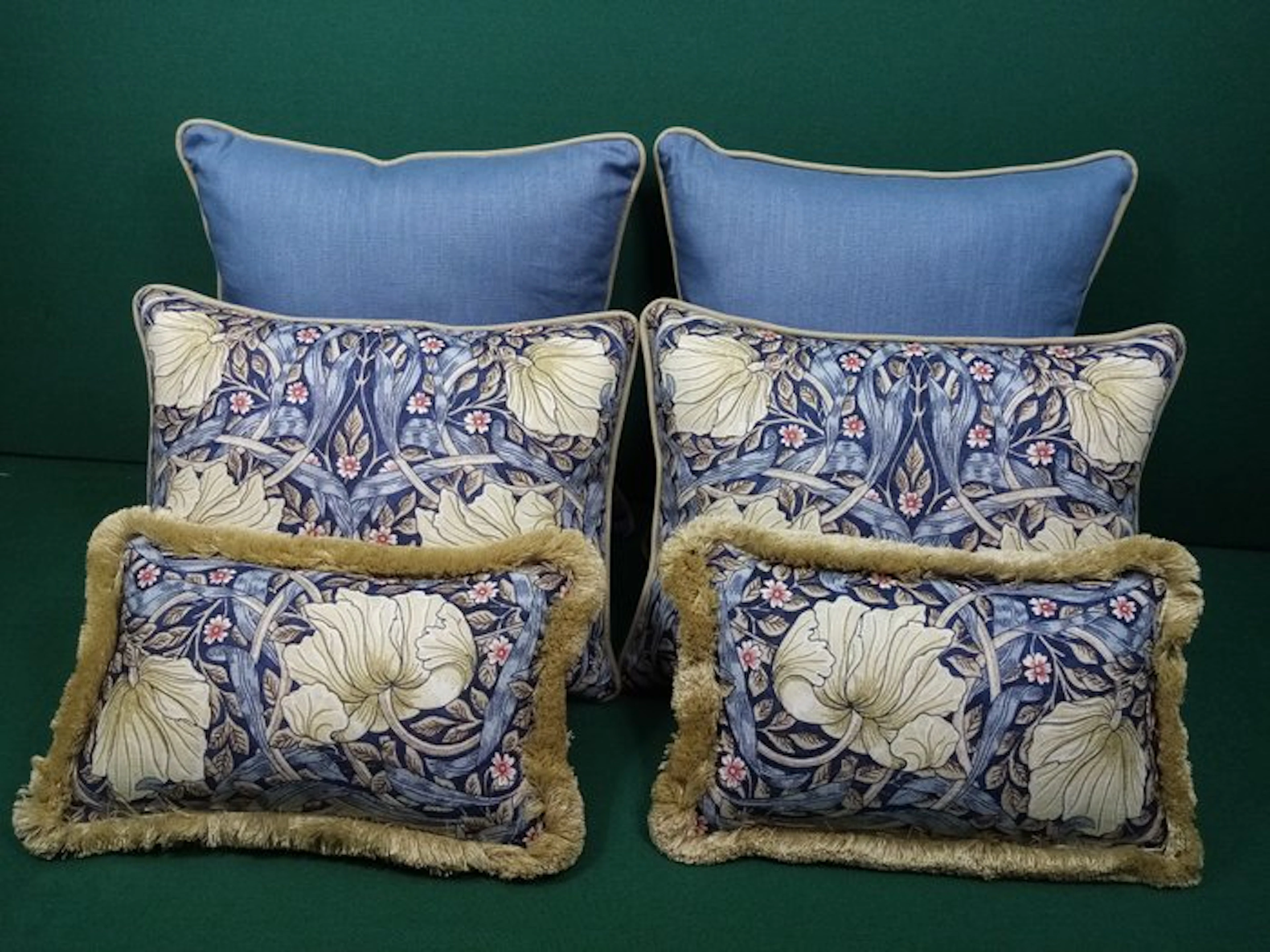 Pillow set with "Pimpernel" fabric by Morris & Co