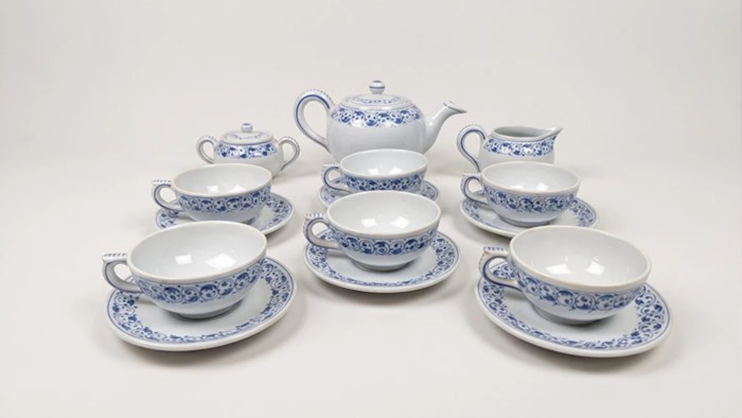 Maioliche Deruta - Tea service (15) - Dipinto a mano - Ceramic - For 6 people