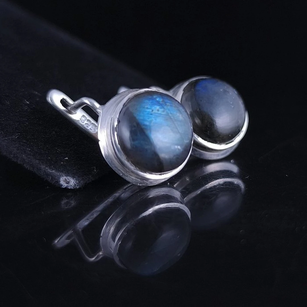 Silver - Earrings - Labradorite