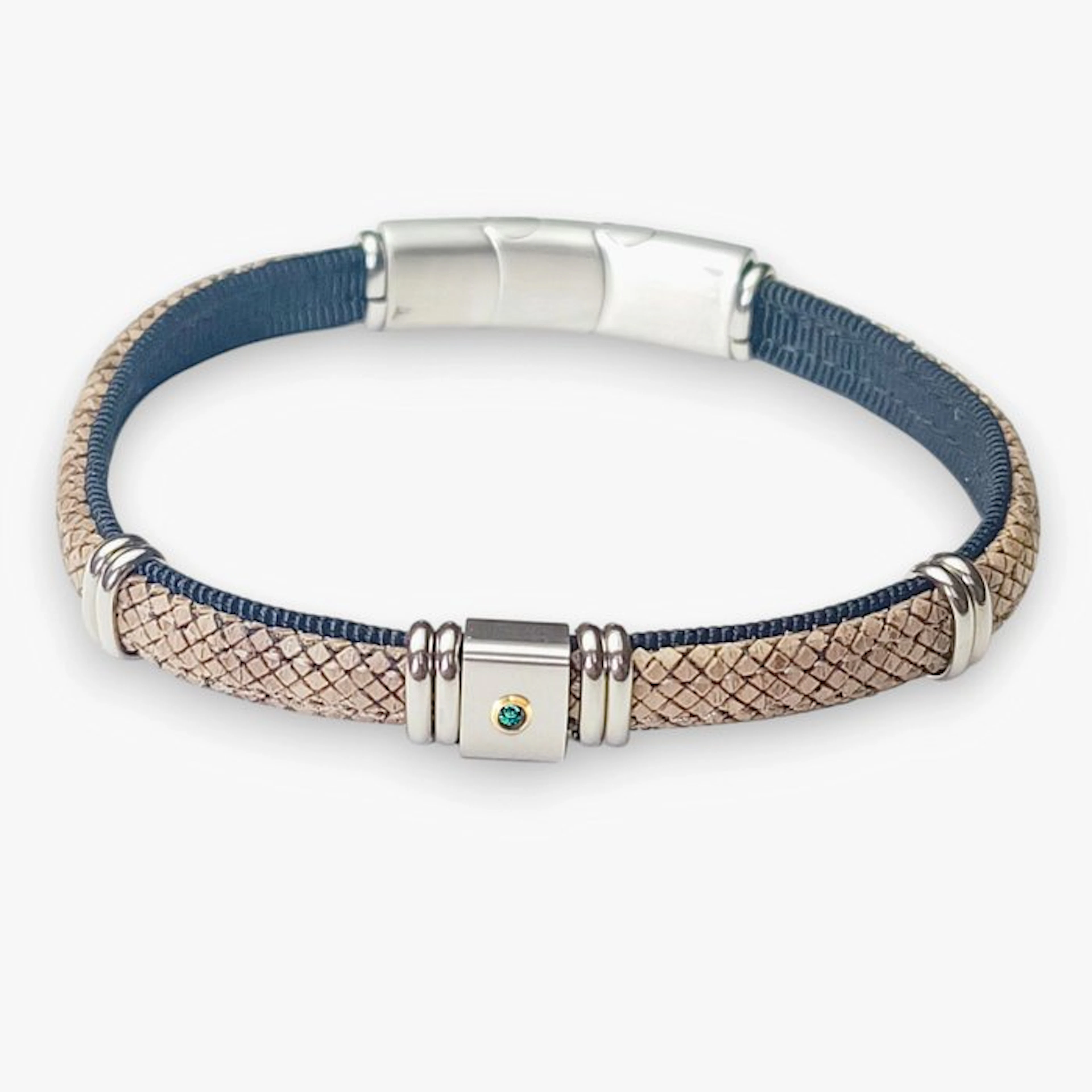 Other brand - Emerald - 18 kt. - Steel, Yellow gold - Bracelet - Artisanal