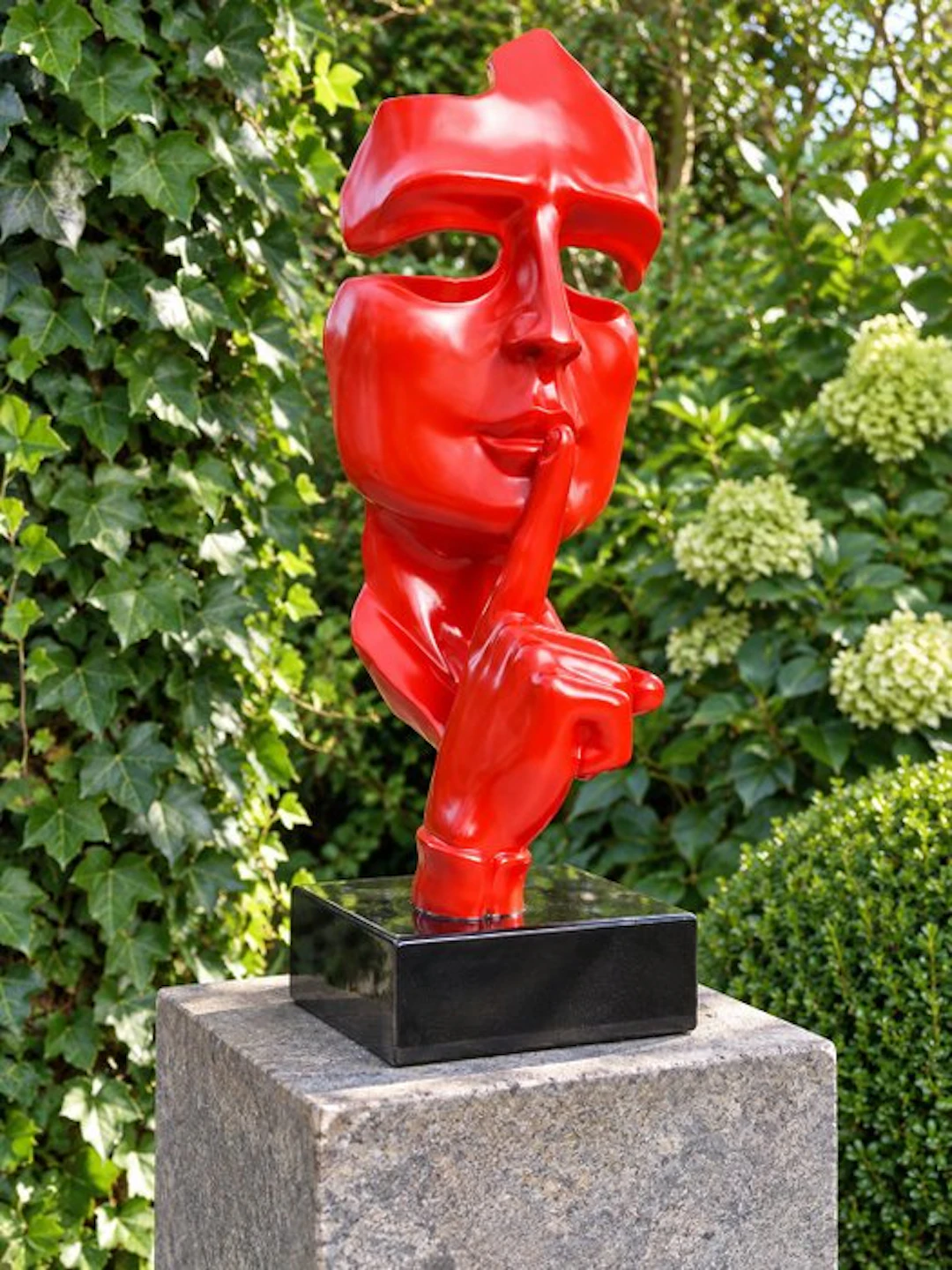 Statue, artistic Statue head on block '' THE SILENCE ''...
