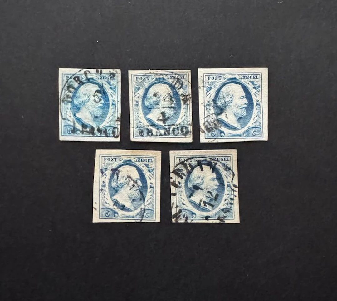 Netherlands 1852/1852 - King William III with a half-moon...
