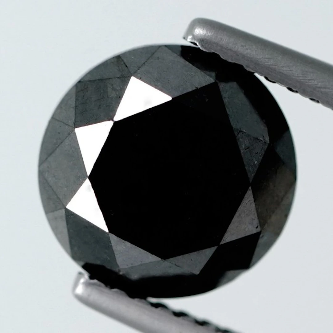 1 pcs Diamond (Colour-treated) - 4.07 ct - Round Black...