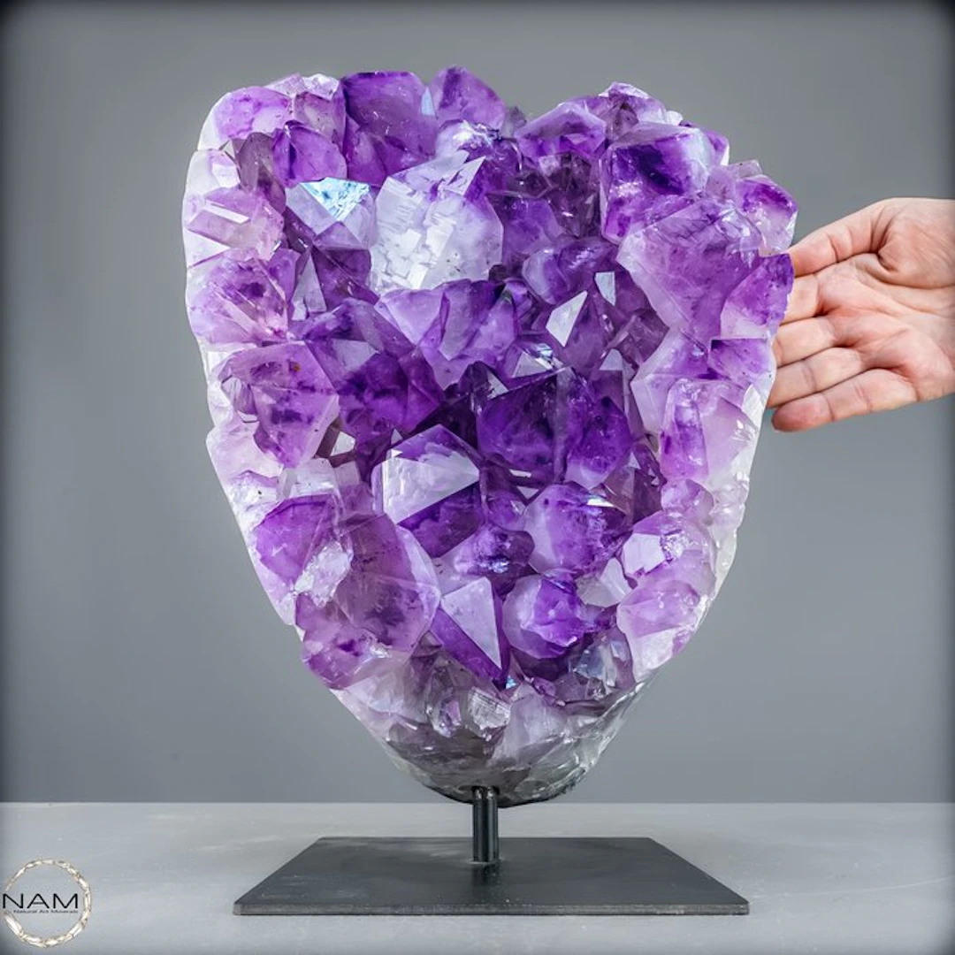 Natural Deep Purple Amethyst Druze on stand, Uruguay- 11797.22 g
