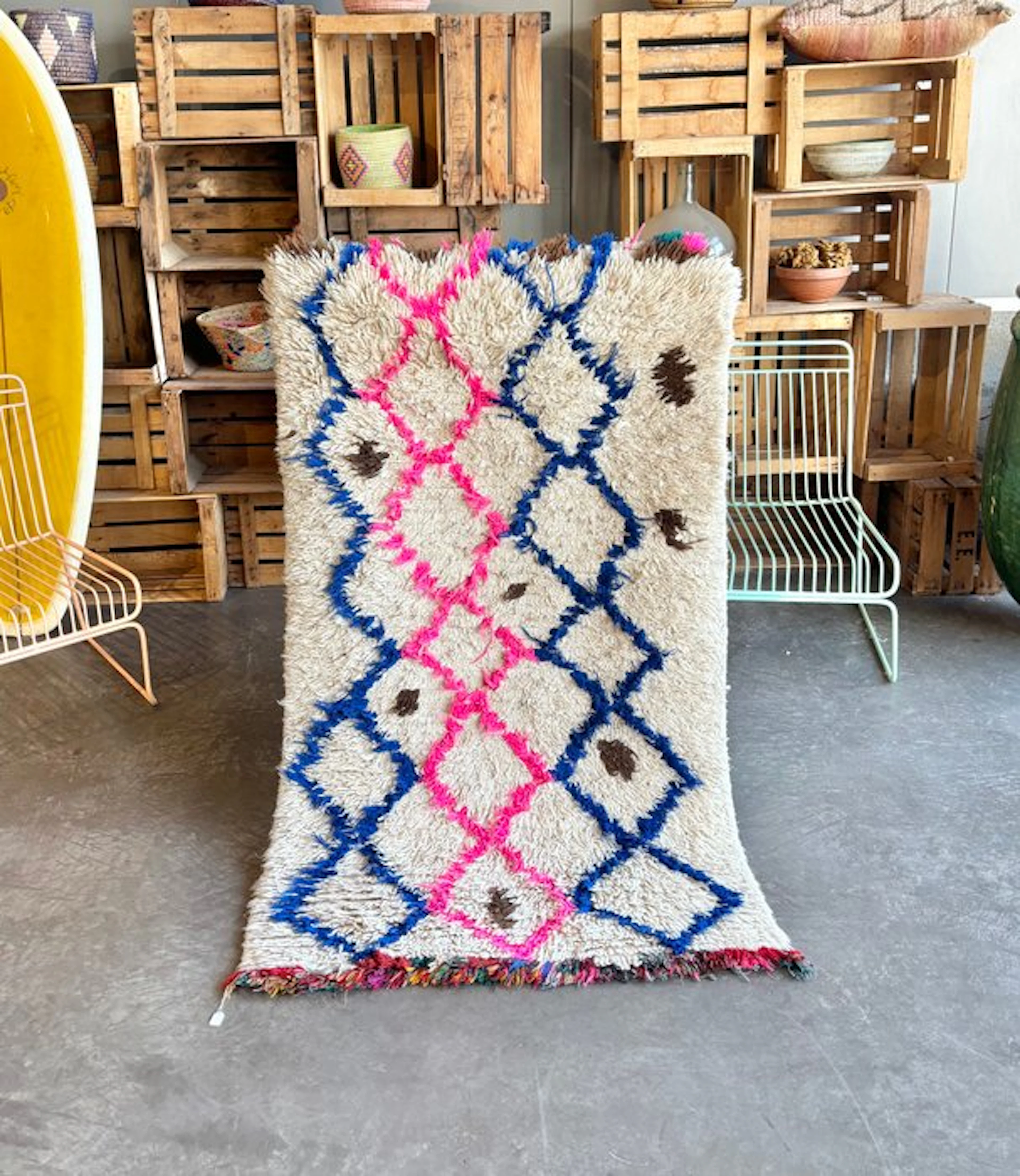 Vintage Moroccan Berber Rug – Handmade Wool Tribal Carpet...