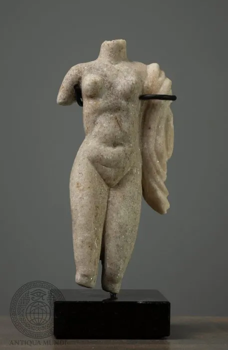 Ancient Roman, Empire Marble Torso of Aphrodite (Venus) with Drapery - 23 cm