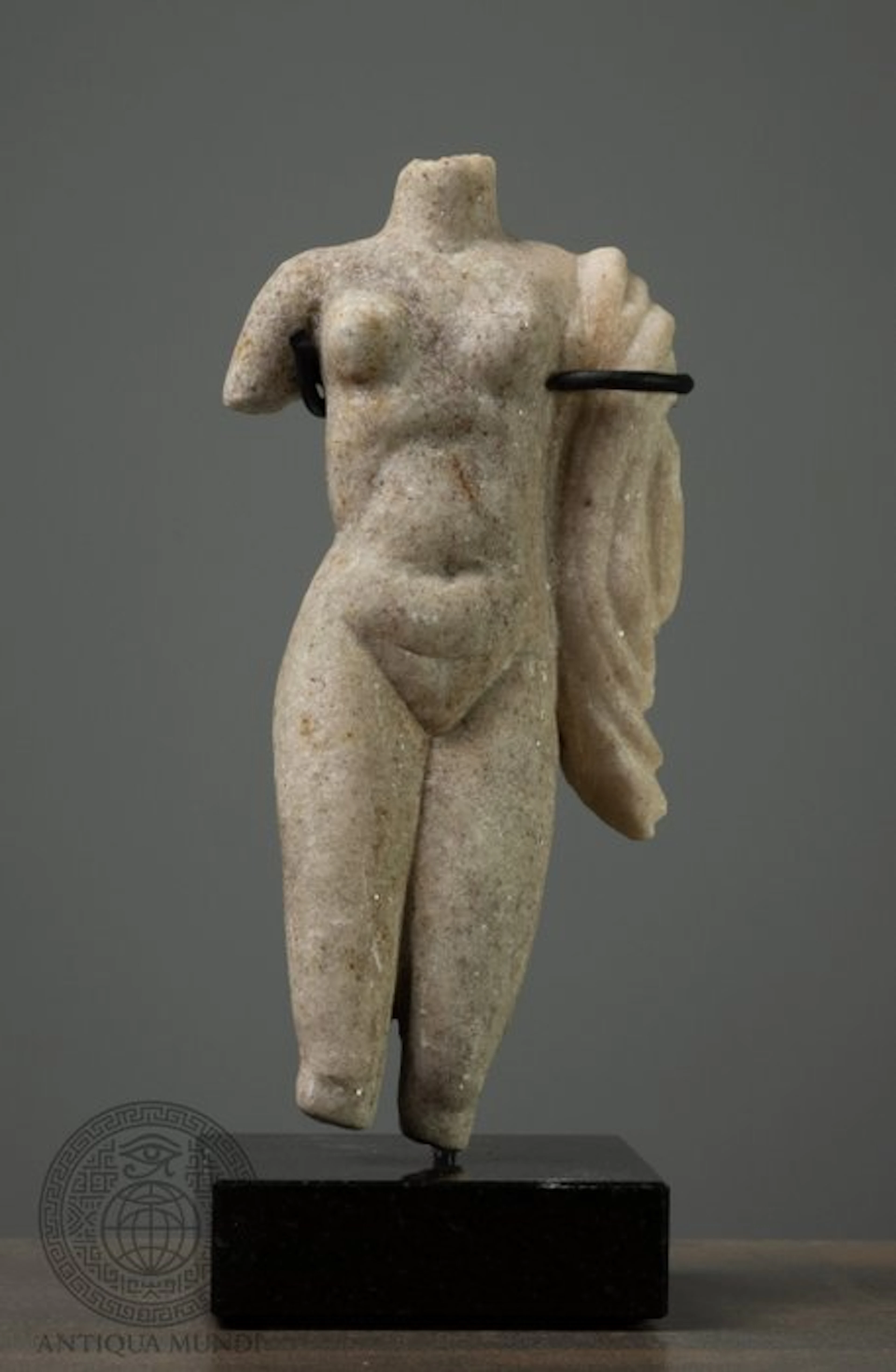 Ancient Roman, Empire Marble Torso of Aphrodite (Venus) with Drapery - 23 cm
