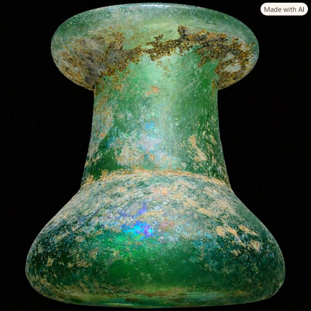 Ancient Roman Impressive Roman glass unguentarium with...