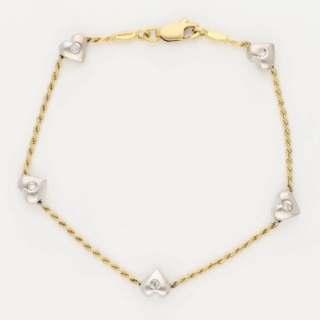 Bracelet - 18 kt. Yellow gold, White gold - 0.10ct. tw. Diamond (Natural)